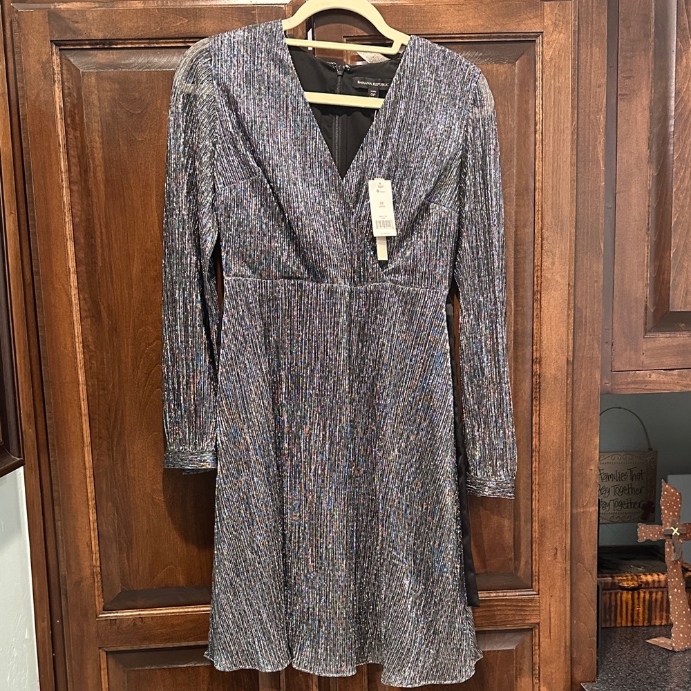 Banana Republic Shimmering Long Sleeve Dress